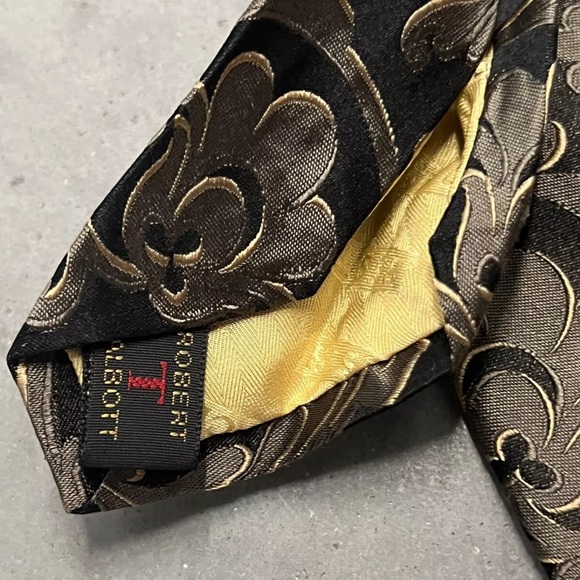 ROBERT TALBOTT Best of Class Nordstrom Silk Necktie Designer Floral Black & Gold - Picture 7 of 8
